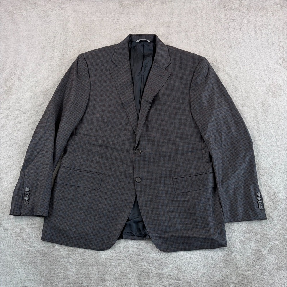 Canali 1934 Sports Coat Blazer Jacket 40 Grey Brown Plaid 100% Wool Italy CEO